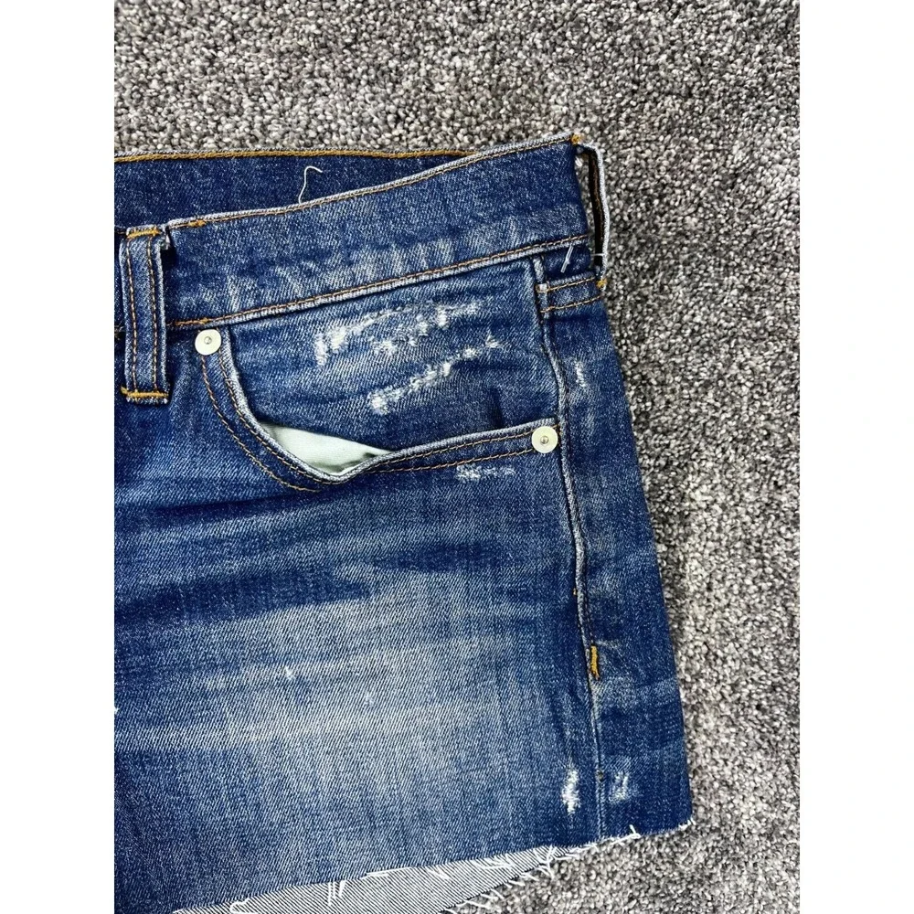 Madewell Womens Slim Boyjean Denim Cutoff‎ Shorts Size 28 Distressed Frayed Hem